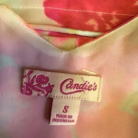 Candie’s Floral Y2K Spaghetti Strap Cami Top Criss Cross Back - Picture 3 of 8